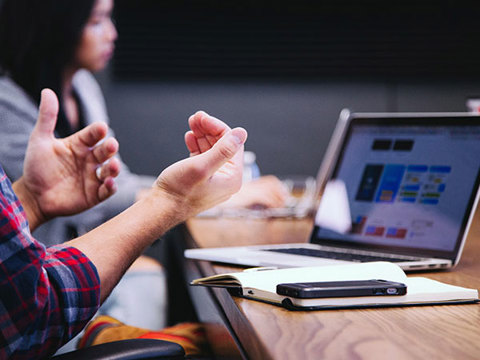A person presenting in a meeting