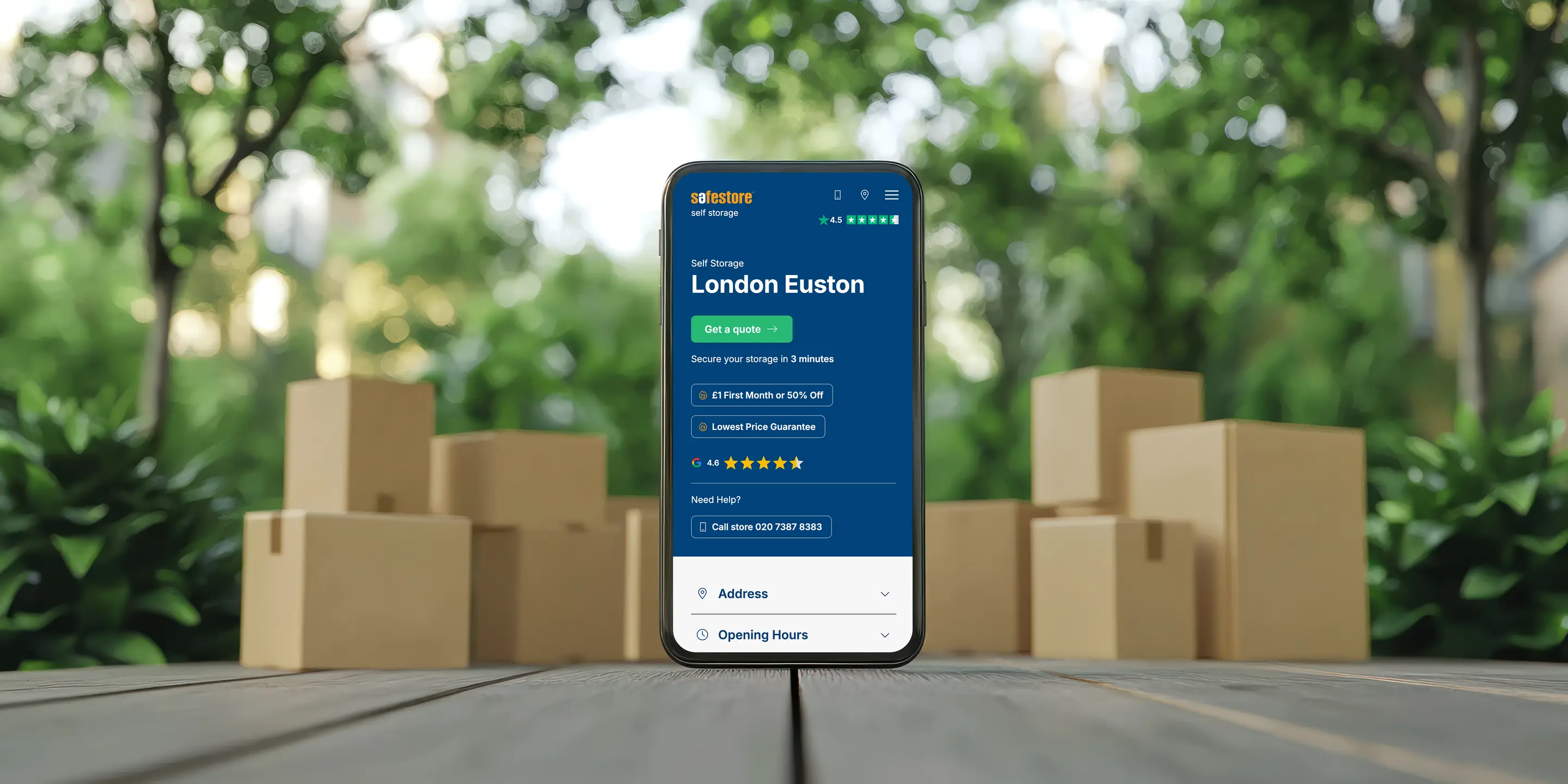 Safestore - Mobile with boxes in background