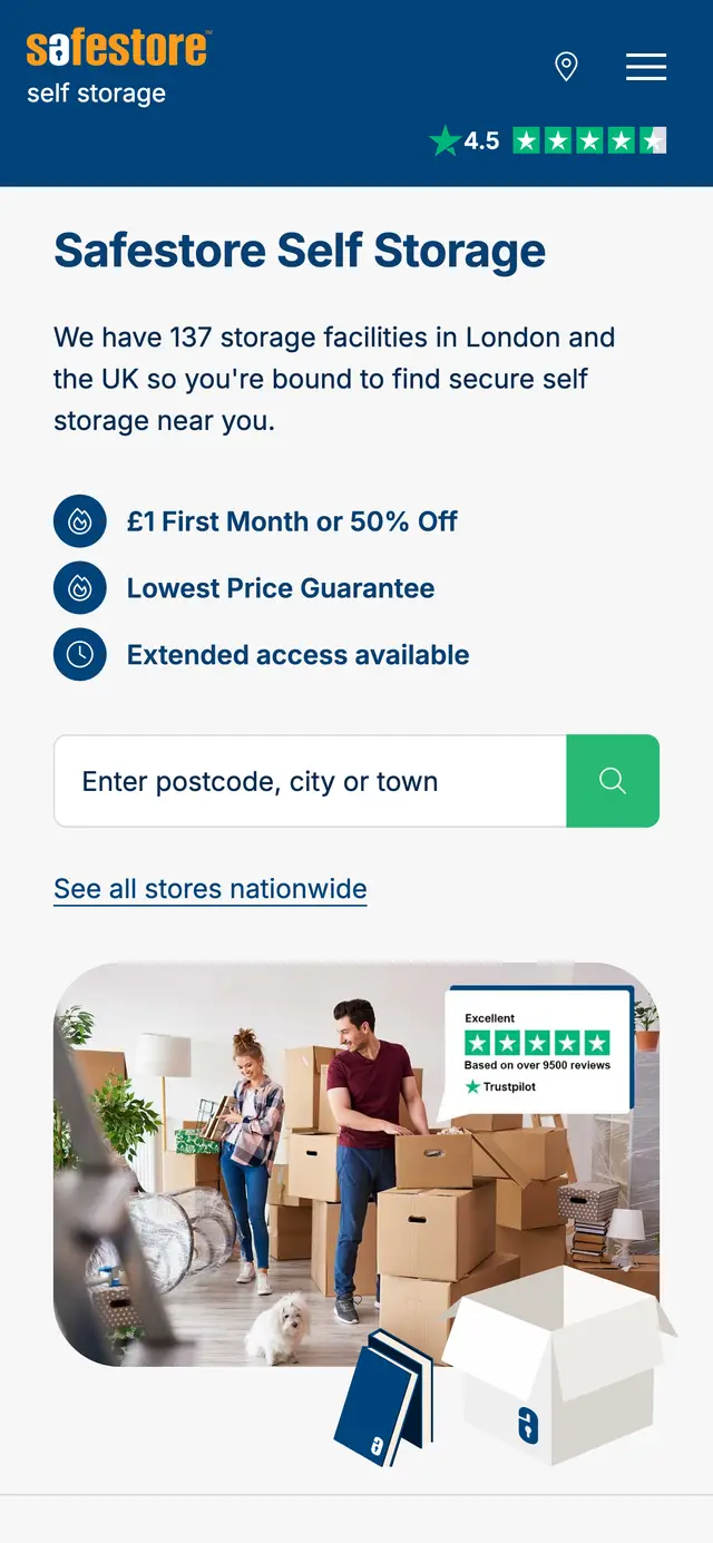 Safestore - Home - Mobile