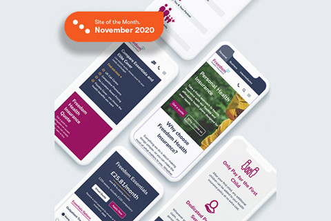 Freedom Health Insurance site mobile screen mockups