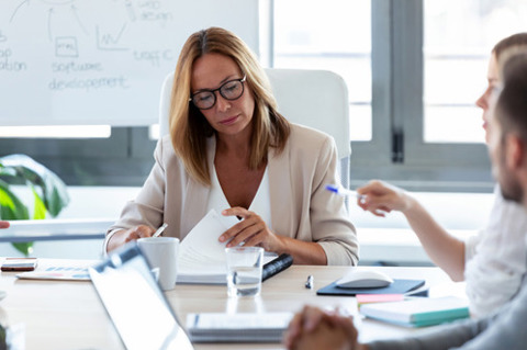 Three women in a meeting