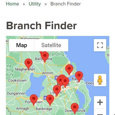 JP Corry Site Branch Finder Page Mobile Screenshot