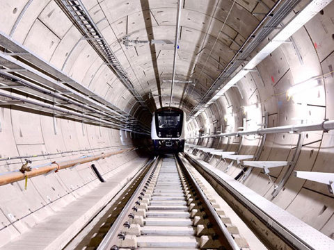 A train in a underground tunnel